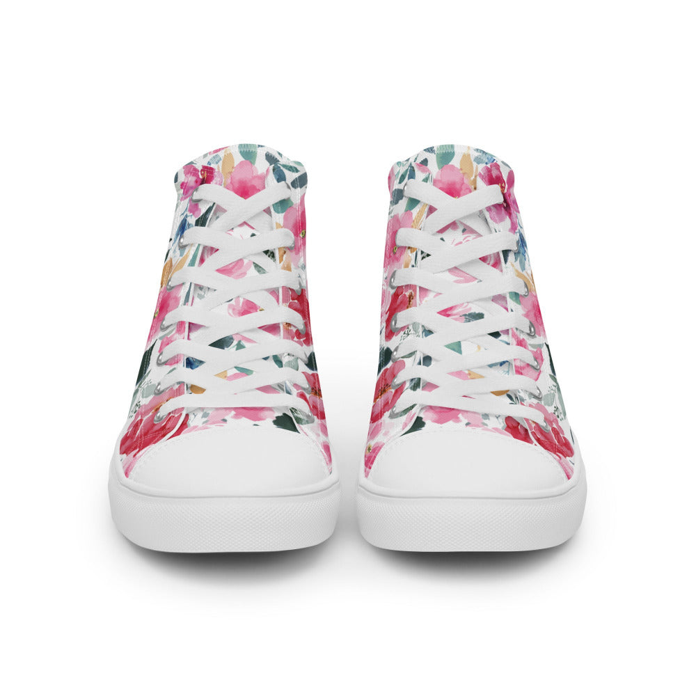 Pink Flower Power Women’s High Top Sneakers - https://ascensionemporium.net